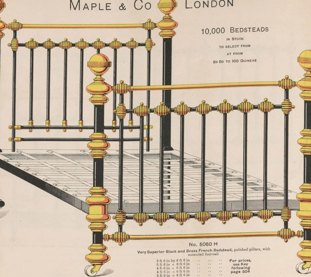 An illustration from Bedsteads and bedding : twenty thousand bedsteads of every description in stock : manufacturers of pure bedding / Maple & Co, 1895, leaf 42