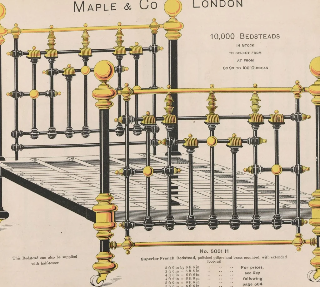 An illustration from Bedsteads and bedding : twenty thousand bedsteads of every description in stock : manufacturers of pure bedding / Maple & Co, 1895, leaf 43