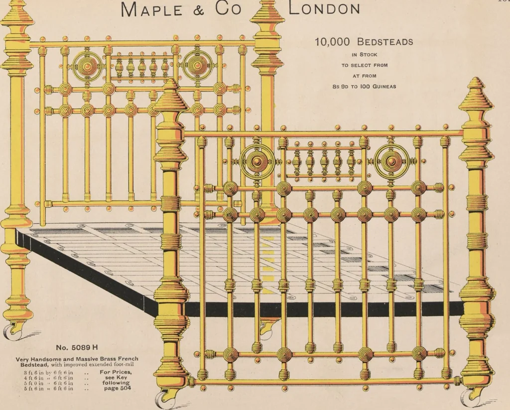 An illustration from Bedsteads and bedding : twenty thousand bedsteads of every description in stock : manufacturers of pure bedding / Maple & Co, 1895, leaf 69