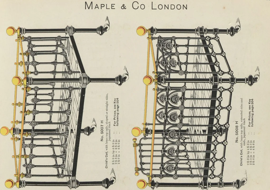 An illustration from Bedsteads and bedding : twenty thousand bedsteads of every description in stock : manufacturers of pure bedding / Maple & Co, 1895, leaf 7