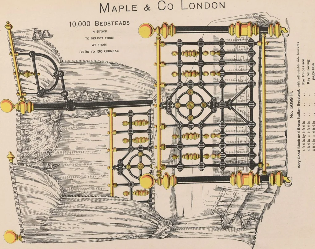 An illustration from Bedsteads and bedding : twenty thousand bedsteads of every description in stock : manufacturers of pure bedding / Maple & Co, 1895, leaf 79