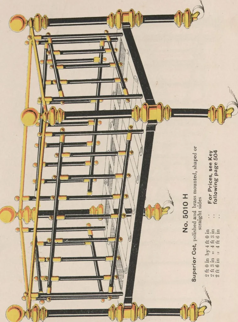 An illustration from Bedsteads and bedding : twenty thousand bedsteads of every description in stock : manufacturers of pure bedding / Maple & Co, 1895, leaf 8