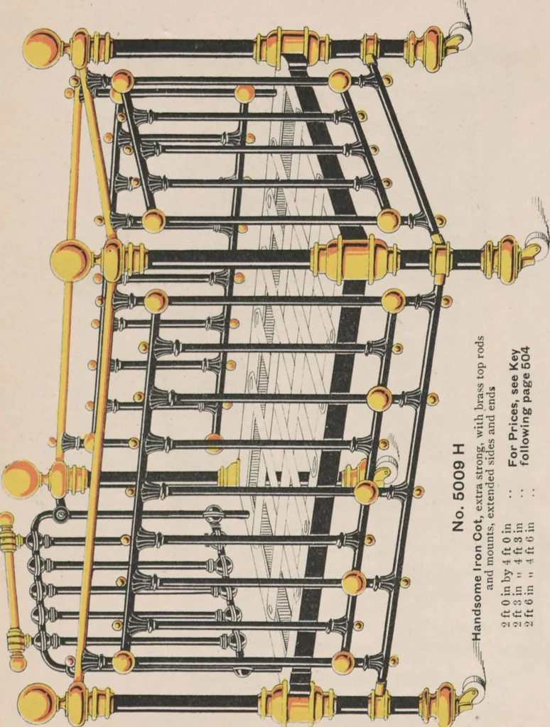 An illustration from Bedsteads and bedding : twenty thousand bedsteads of every description in stock : manufacturers of pure bedding / Maple & Co, 1895, leaf 8