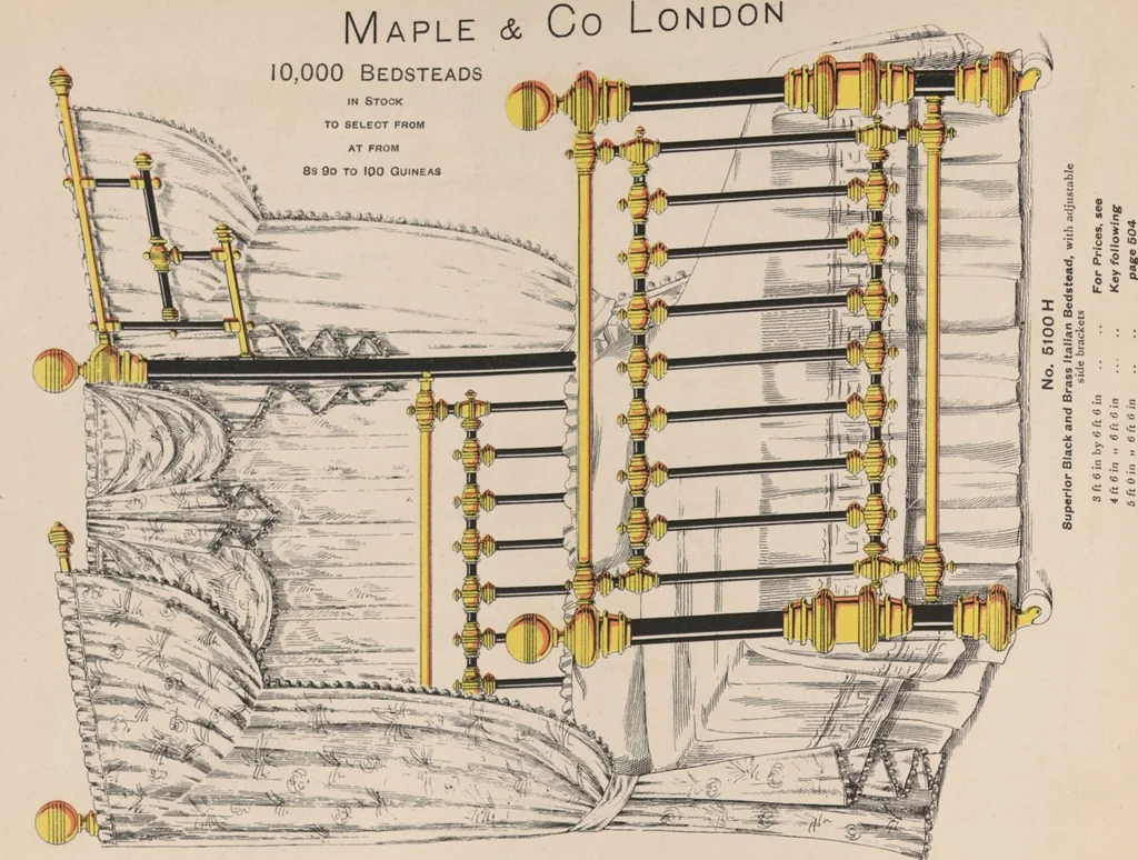An illustration from Bedsteads and bedding : twenty thousand bedsteads of every description in stock : manufacturers of pure bedding / Maple & Co, 1895, leaf 80