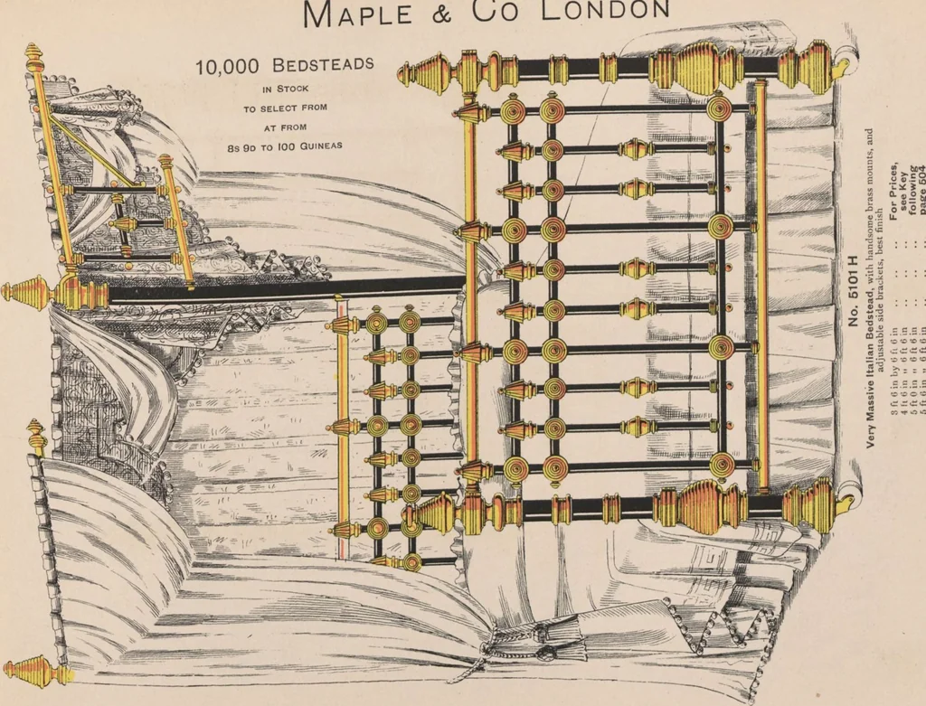 An illustration from Bedsteads and bedding : twenty thousand bedsteads of every description in stock : manufacturers of pure bedding / Maple & Co, 1895, leaf 81
