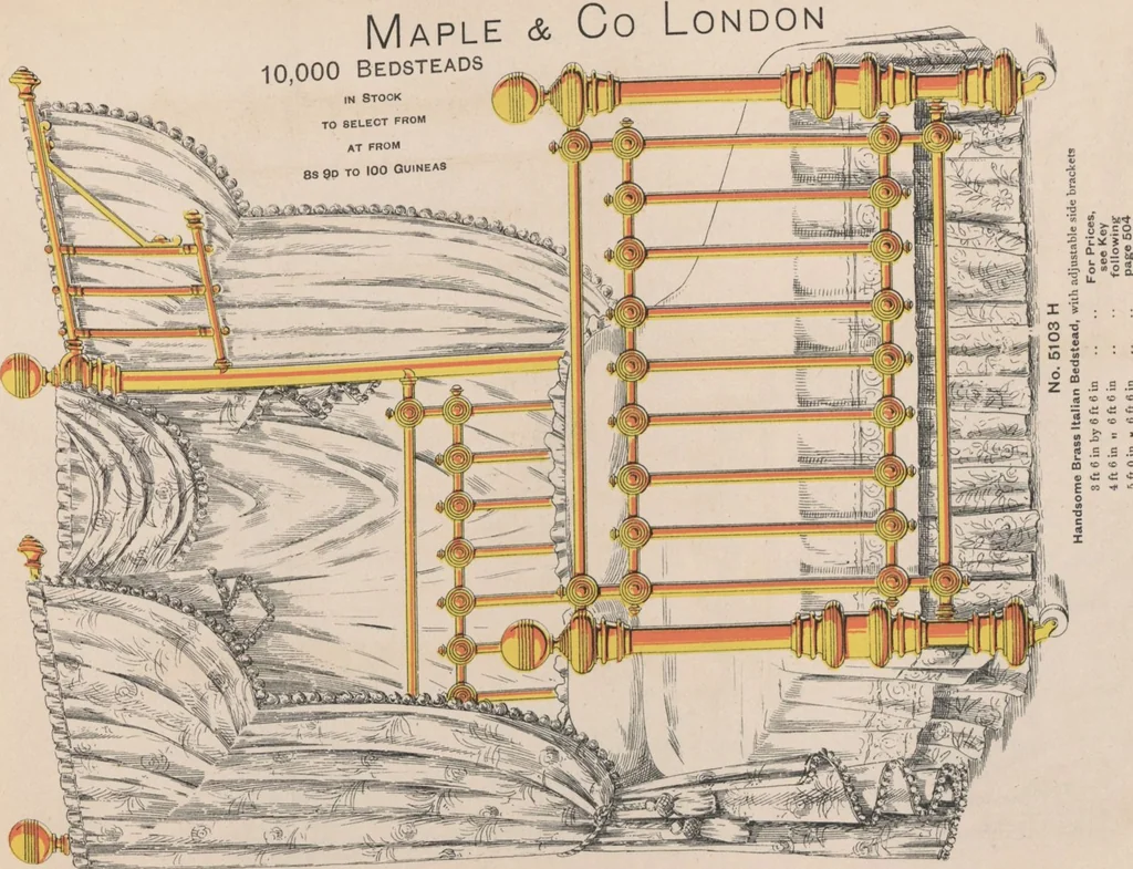An illustration from Bedsteads and bedding : twenty thousand bedsteads of every description in stock : manufacturers of pure bedding / Maple & Co, 1895, leaf 83