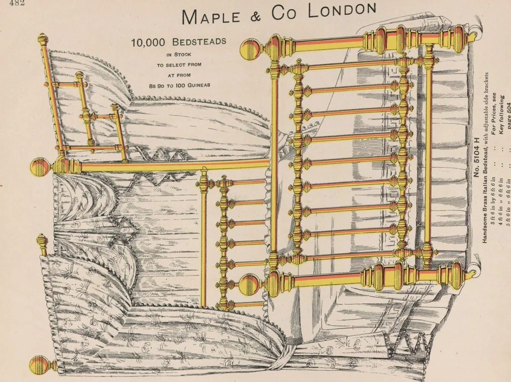 An illustration from Bedsteads and bedding : twenty thousand bedsteads of every description in stock : manufacturers of pure bedding / Maple & Co, 1895, leaf 84
