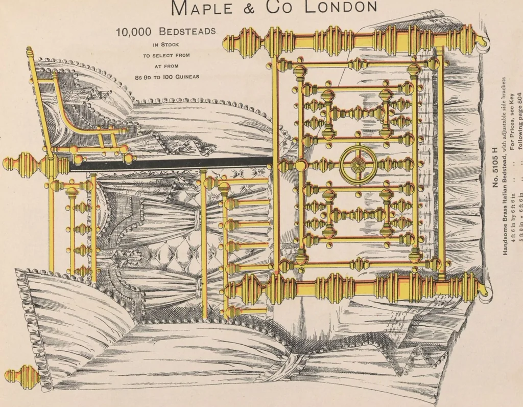 An illustration from Bedsteads and bedding : twenty thousand bedsteads of every description in stock : manufacturers of pure bedding / Maple & Co, 1895, leaf 85