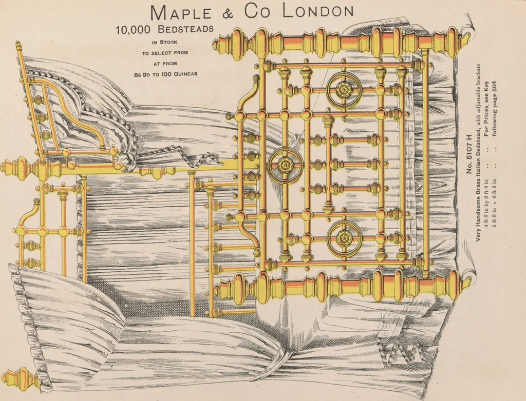 An illustration from Bedsteads and bedding : twenty thousand bedsteads of every description in stock : manufacturers of pure bedding / Maple & Co, 1895, leaf 87