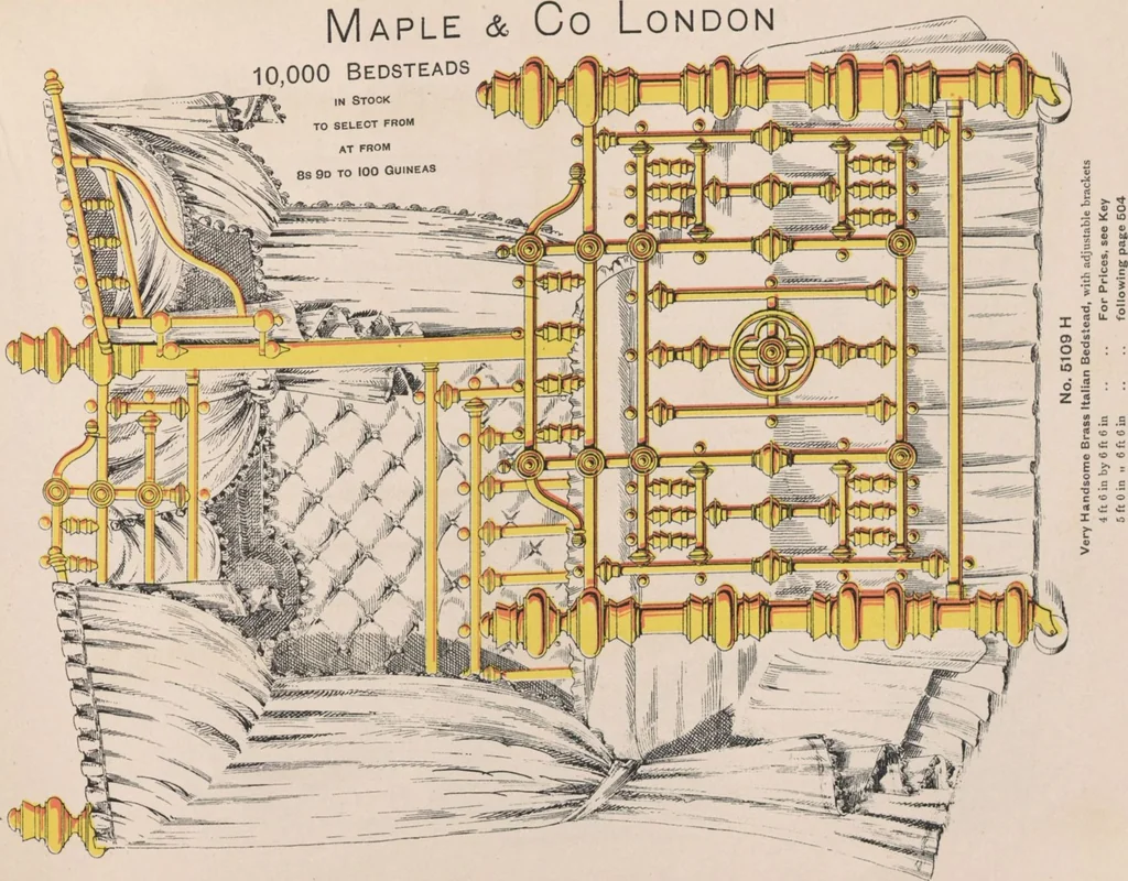 An illustration from Bedsteads and bedding : twenty thousand bedsteads of every description in stock : manufacturers of pure bedding / Maple & Co, 1895, leaf 89