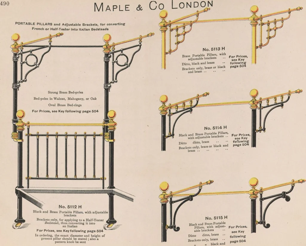An illustration from Bedsteads and bedding : twenty thousand bedsteads of every description in stock : manufacturers of pure bedding / Maple & Co, 1895, leaf 92