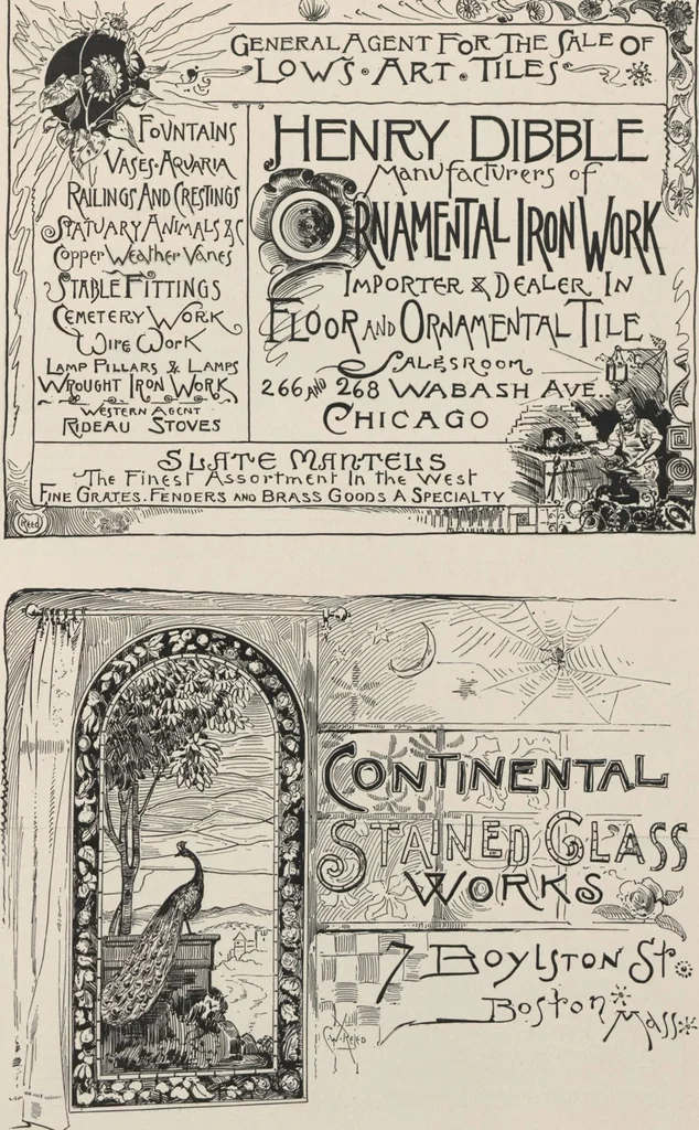 An illustration from Illustrated catalogue of art tiles made by J.G. and J.F. Low, Chelsea, Mass., U.S.A, 1884, leaf 95