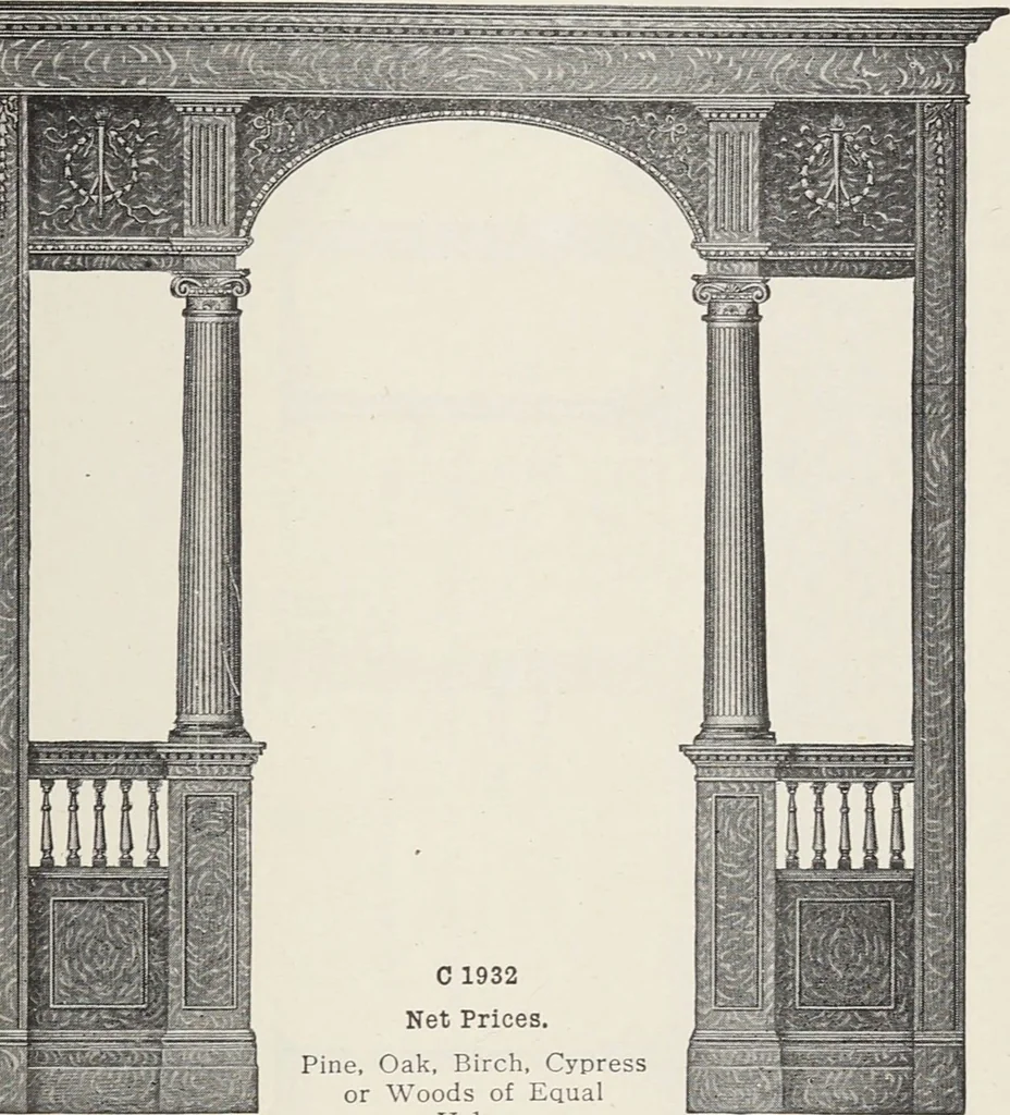 An illustration from Catalogue no. 15 from Chicago Millwork Supply Co., Chicago, U.S.A., manufacturers : doors, windows, mouldings, grilles, mantels, stairwork, etc., etc., 1906, leaf 123