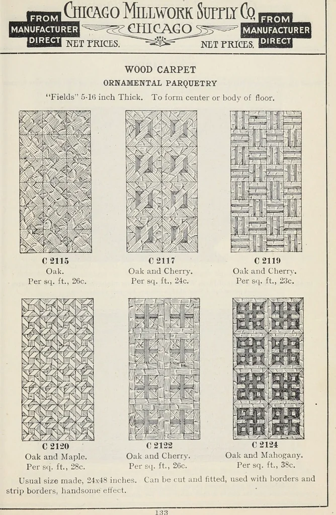 An illustration from Catalogue no. 15 from Chicago Millwork Supply Co., Chicago, U.S.A., manufacturers : doors, windows, mouldings, grilles, mantels, stairwork, etc., etc., 1906, leaf 135