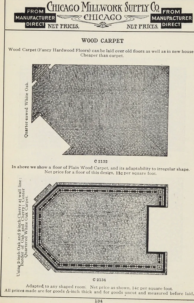 An illustration from Catalogue no. 15 from Chicago Millwork Supply Co., Chicago, U.S.A., manufacturers : doors, windows, mouldings, grilles, mantels, stairwork, etc., etc., 1906, leaf 136