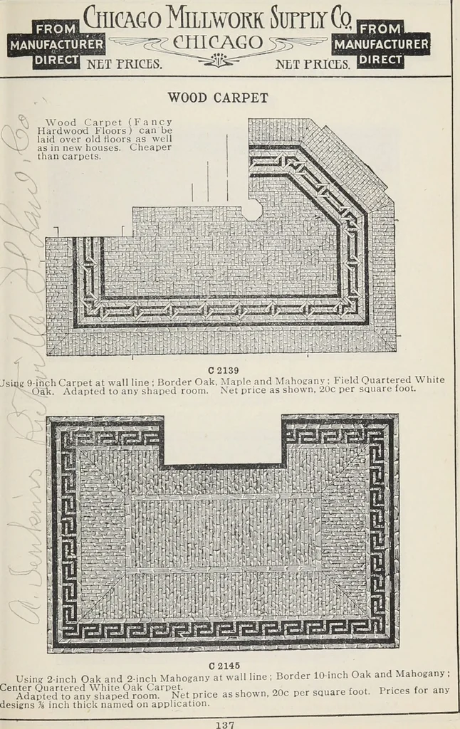 An illustration from Catalogue no. 15 from Chicago Millwork Supply Co., Chicago, U.S.A., manufacturers : doors, windows, mouldings, grilles, mantels, stairwork, etc., etc., 1906, leaf 139
