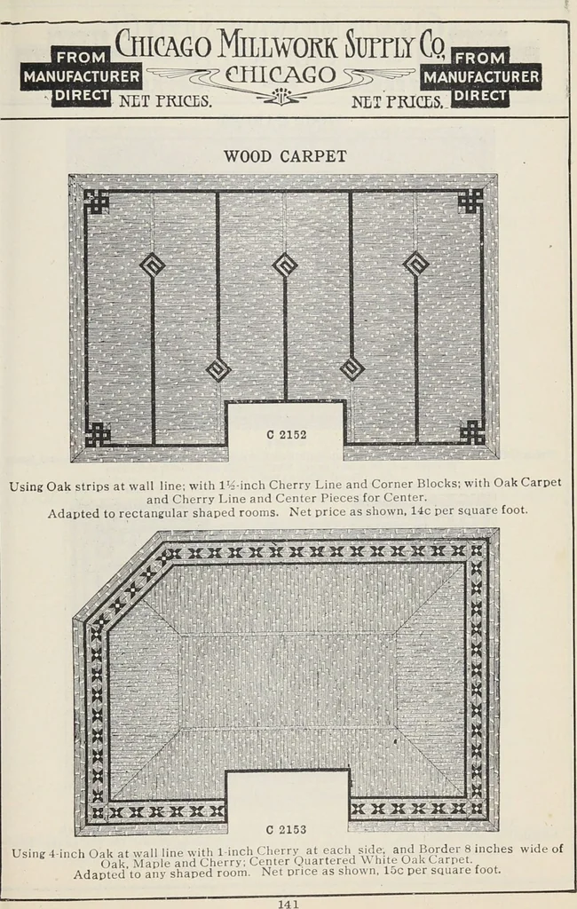 An illustration from Catalogue no. 15 from Chicago Millwork Supply Co., Chicago, U.S.A., manufacturers : doors, windows, mouldings, grilles, mantels, stairwork, etc., etc., 1906, leaf 143