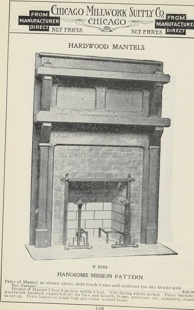 An illustration from Catalogue no. 15 from Chicago Millwork Supply Co., Chicago, U.S.A., manufacturers : doors, windows, mouldings, grilles, mantels, stairwork, etc., etc., 1906, leaf 158