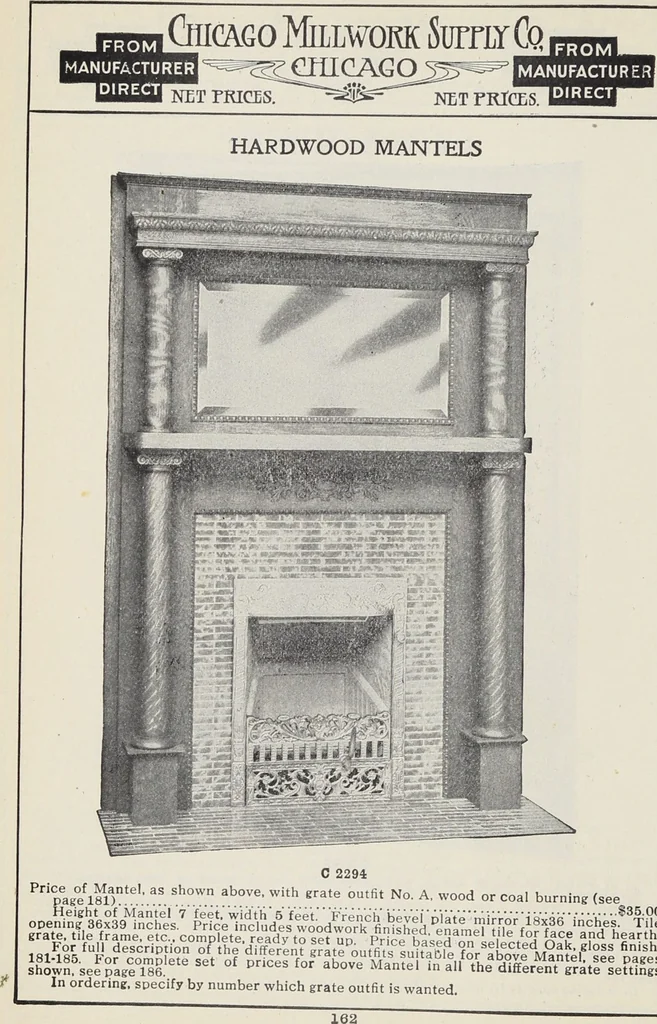 An illustration from Catalogue no. 15 from Chicago Millwork Supply Co., Chicago, U.S.A., manufacturers : doors, windows, mouldings, grilles, mantels, stairwork, etc., etc., 1906, leaf 164