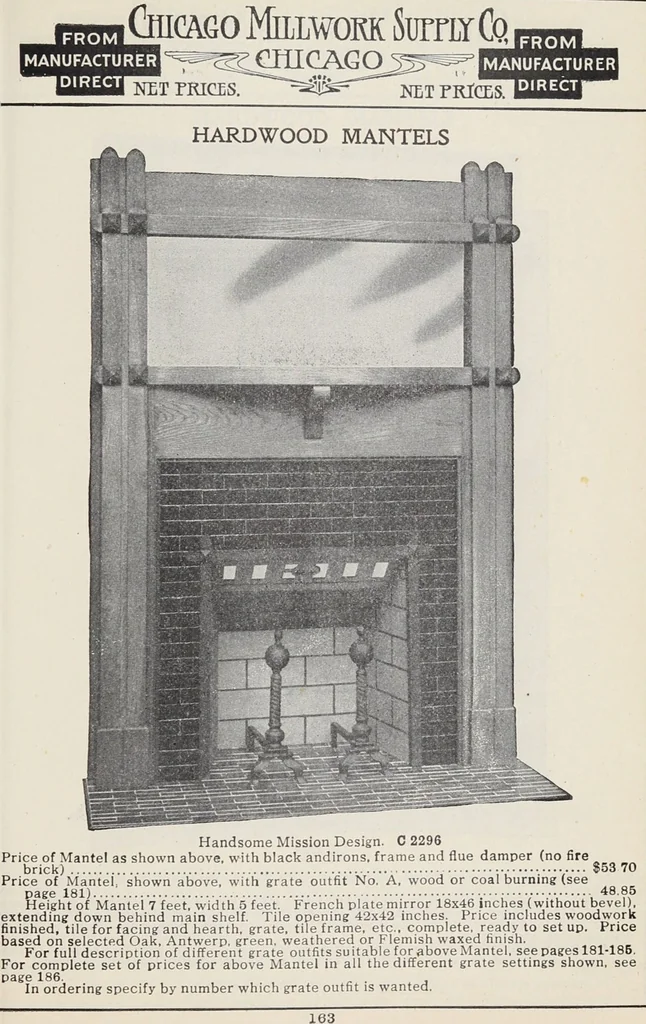 An illustration from Catalogue no. 15 from Chicago Millwork Supply Co., Chicago, U.S.A., manufacturers : doors, windows, mouldings, grilles, mantels, stairwork, etc., etc., 1906, leaf 165