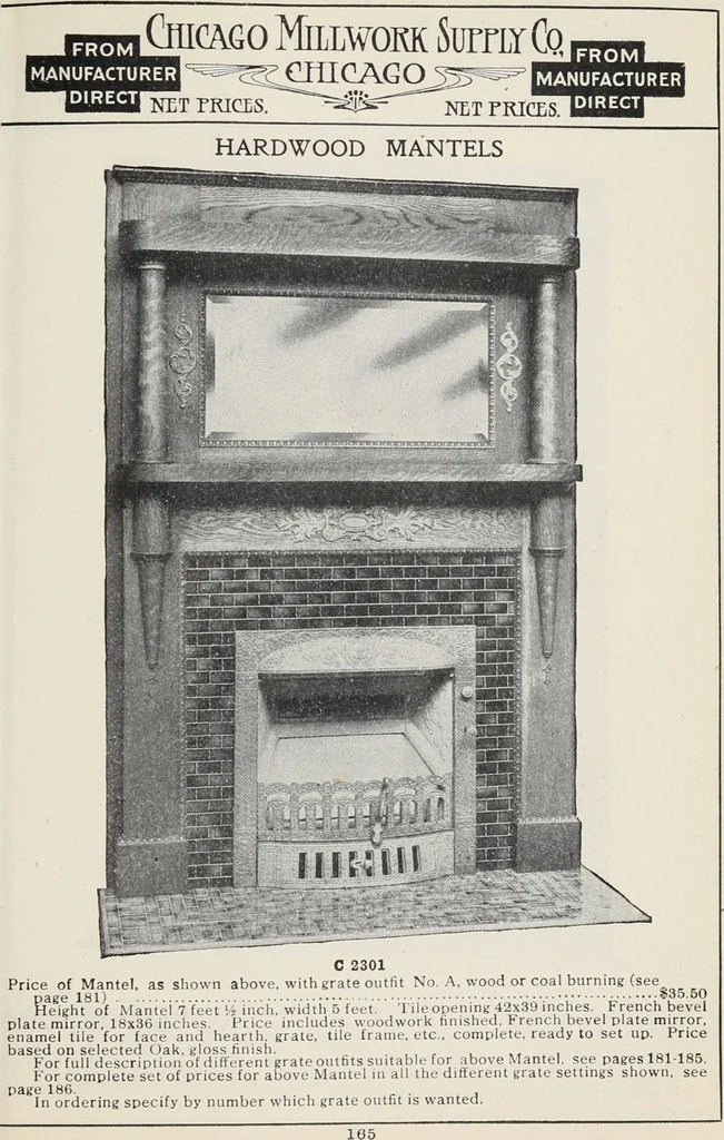 An illustration from Catalogue no. 15 from Chicago Millwork Supply Co., Chicago, U.S.A., manufacturers : doors, windows, mouldings, grilles, mantels, stairwork, etc., etc., 1906, leaf 167