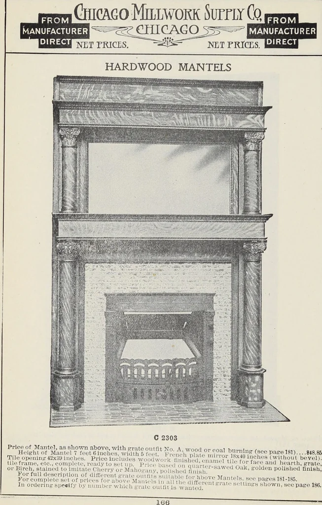 An illustration from Catalogue no. 15 from Chicago Millwork Supply Co., Chicago, U.S.A., manufacturers : doors, windows, mouldings, grilles, mantels, stairwork, etc., etc., 1906, leaf 168