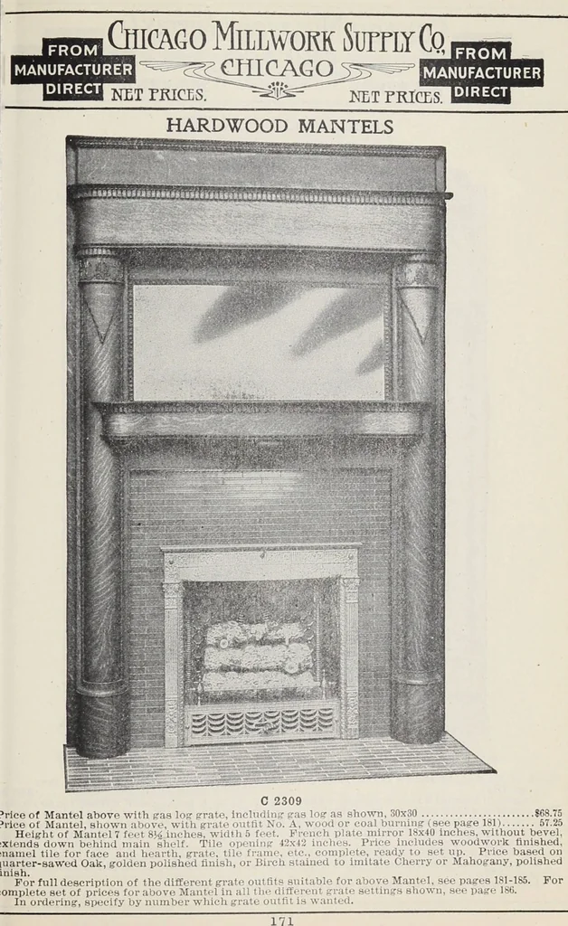 An illustration from Catalogue no. 15 from Chicago Millwork Supply Co., Chicago, U.S.A., manufacturers : doors, windows, mouldings, grilles, mantels, stairwork, etc., etc., 1906, leaf 173