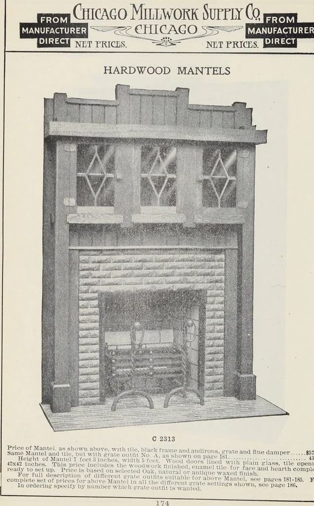 An illustration from Catalogue no. 15 from Chicago Millwork Supply Co., Chicago, U.S.A., manufacturers : doors, windows, mouldings, grilles, mantels, stairwork, etc., etc., 1906, leaf 176