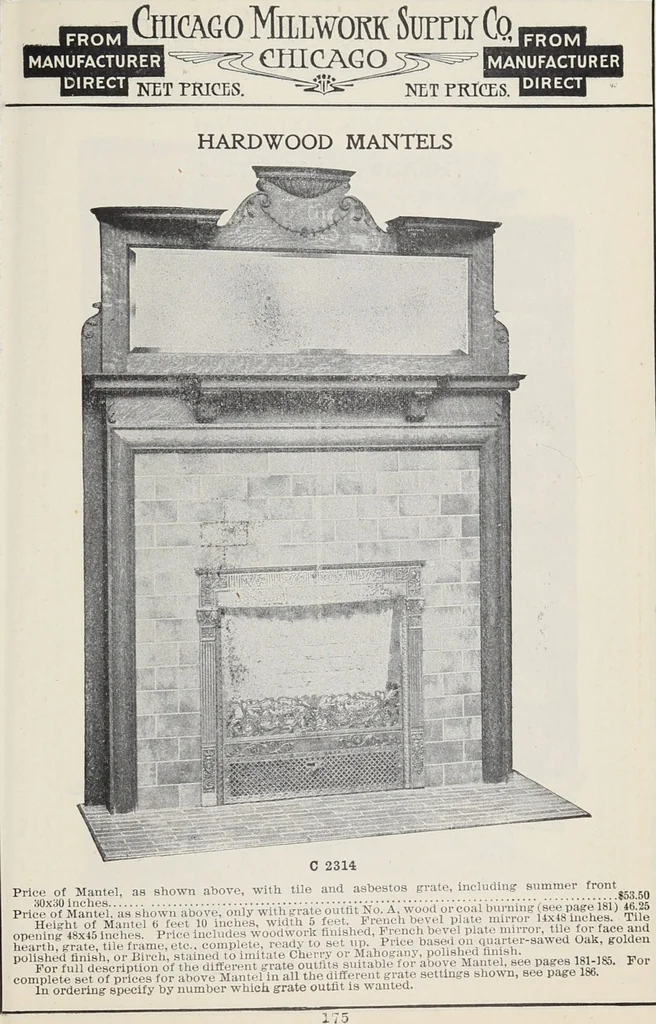 An illustration from Catalogue no. 15 from Chicago Millwork Supply Co., Chicago, U.S.A., manufacturers : doors, windows, mouldings, grilles, mantels, stairwork, etc., etc., 1906, leaf 177