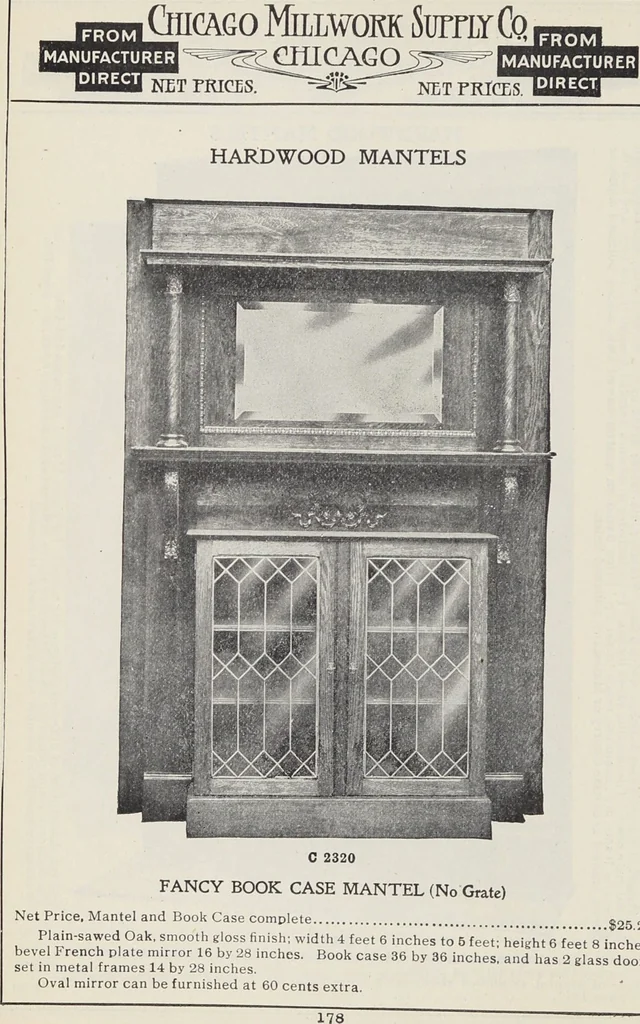 An illustration from Catalogue no. 15 from Chicago Millwork Supply Co., Chicago, U.S.A., manufacturers : doors, windows, mouldings, grilles, mantels, stairwork, etc., etc., 1906, leaf 180