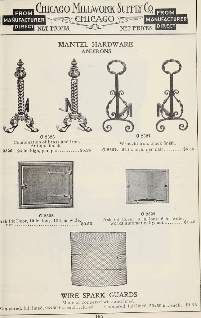 An illustration from Catalogue no. 15 from Chicago Millwork Supply Co., Chicago, U.S.A., manufacturers : doors, windows, mouldings, grilles, mantels, stairwork, etc., etc., 1906, leaf 189