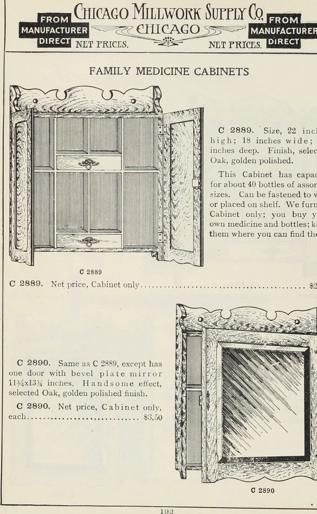 An illustration from Catalogue no. 15 from Chicago Millwork Supply Co., Chicago, U.S.A., manufacturers : doors, windows, mouldings, grilles, mantels, stairwork, etc., etc., 1906, leaf 194