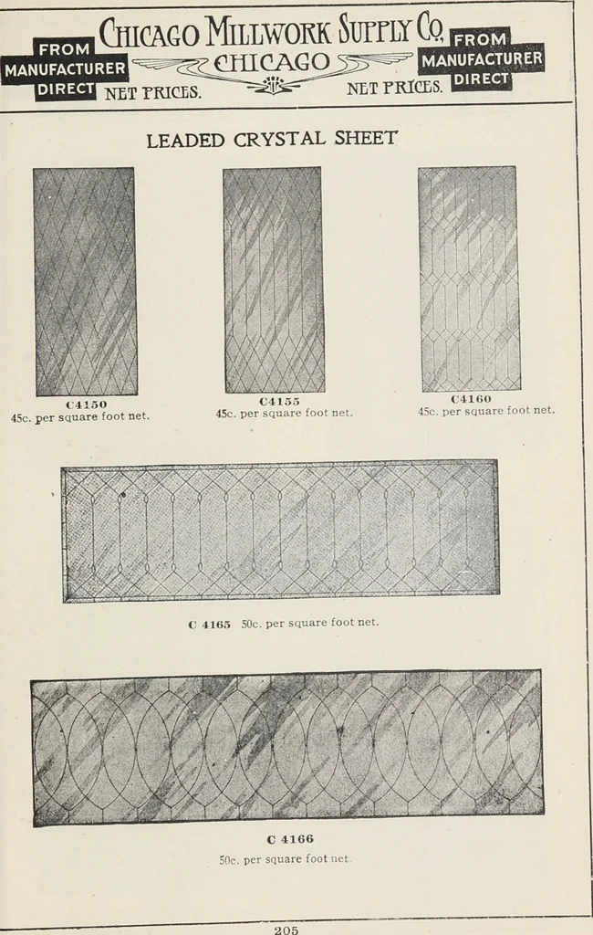 An illustration from Catalogue no. 15 from Chicago Millwork Supply Co., Chicago, U.S.A., manufacturers : doors, windows, mouldings, grilles, mantels, stairwork, etc., etc., 1906, leaf 207