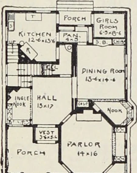 An illustration from Catalogue no. 15 from Chicago Millwork Supply Co., Chicago, U.S.A., manufacturers : doors, windows, mouldings, grilles, mantels, stairwork, etc., etc., 1906, leaf 216