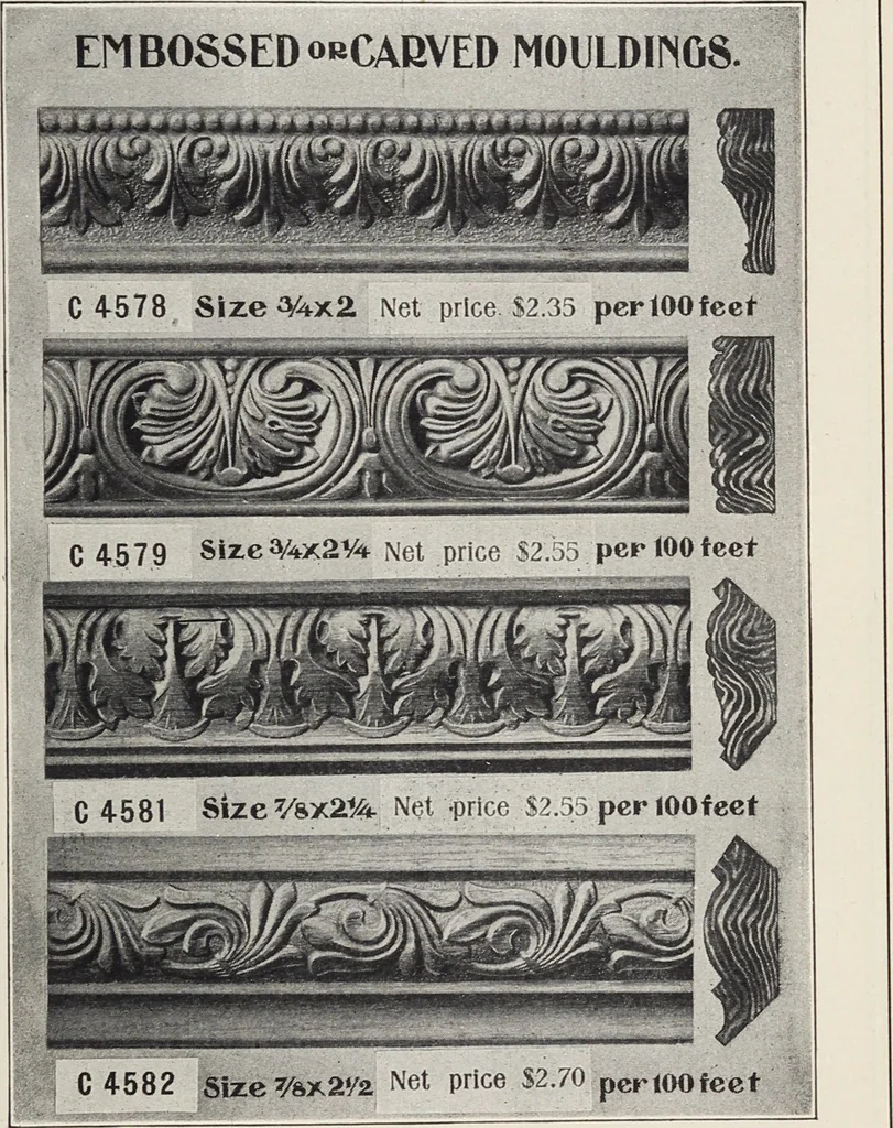 An illustration from Catalogue no. 15 from Chicago Millwork Supply Co., Chicago, U.S.A., manufacturers : doors, windows, mouldings, grilles, mantels, stairwork, etc., etc., 1906, leaf 231