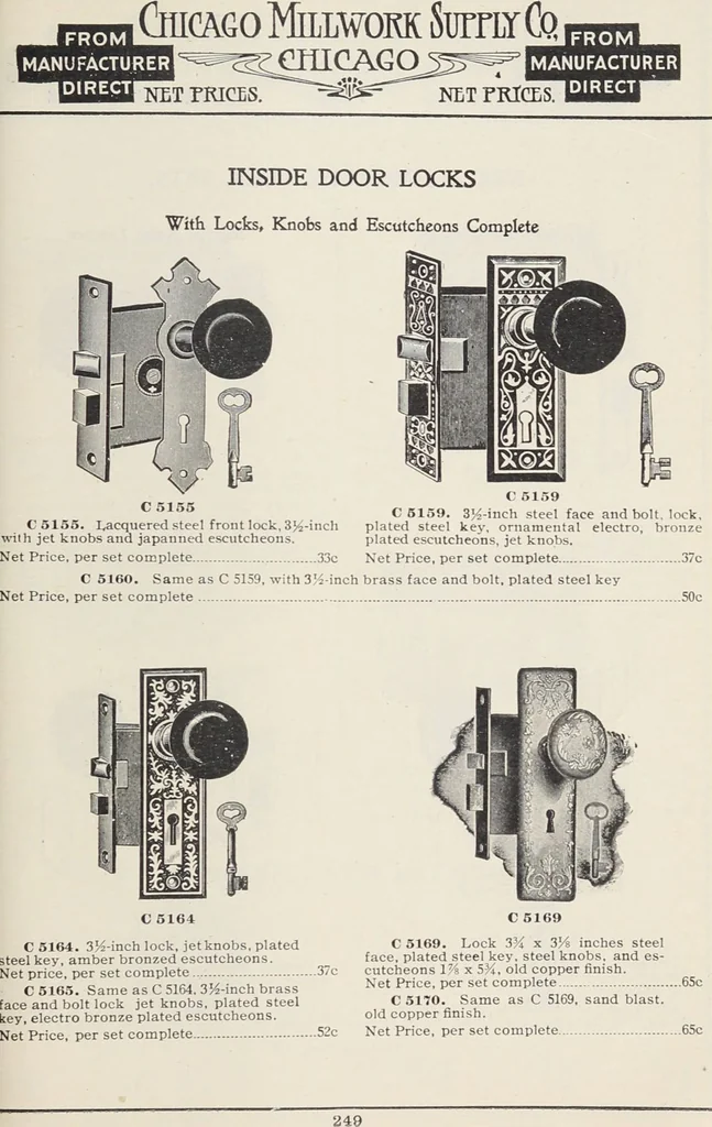 An illustration from Catalogue no. 15 from Chicago Millwork Supply Co., Chicago, U.S.A., manufacturers : doors, windows, mouldings, grilles, mantels, stairwork, etc., etc., 1906, leaf 251