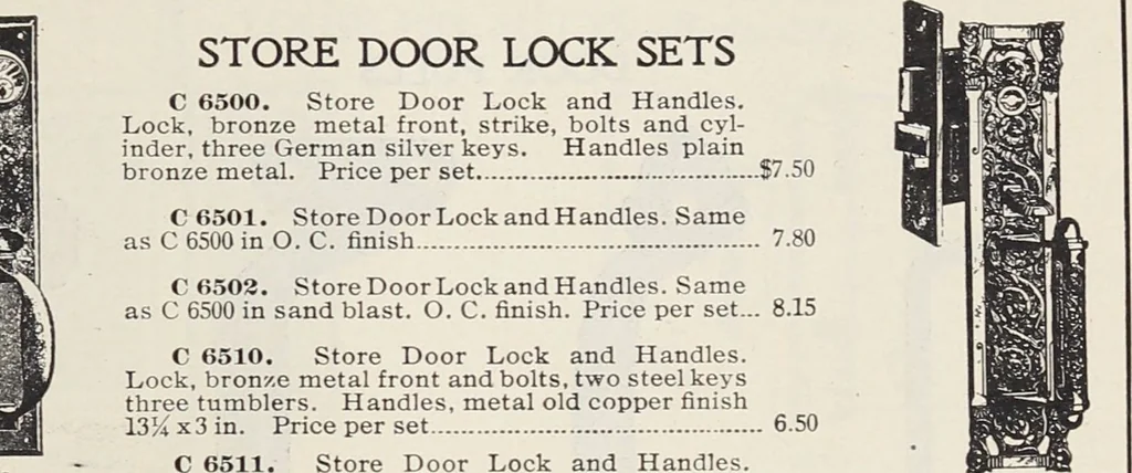 An illustration from Catalogue no. 15 from Chicago Millwork Supply Co., Chicago, U.S.A., manufacturers : doors, windows, mouldings, grilles, mantels, stairwork, etc., etc., 1906, leaf 255