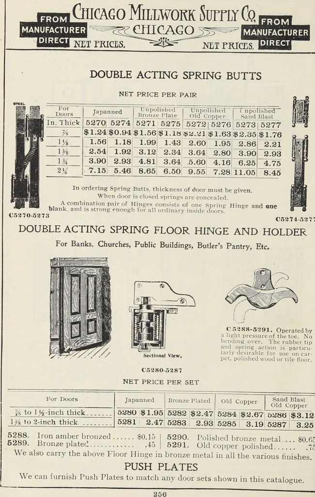 An illustration from Catalogue no. 15 from Chicago Millwork Supply Co., Chicago, U.S.A., manufacturers : doors, windows, mouldings, grilles, mantels, stairwork, etc., etc., 1906, leaf 258