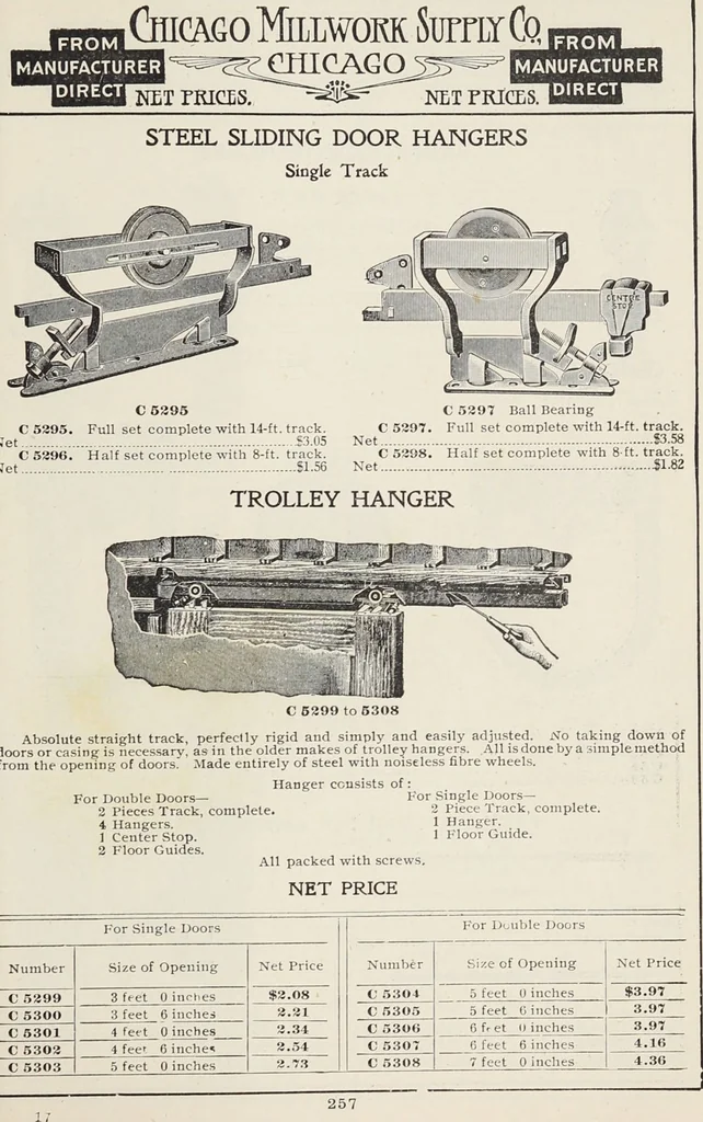 An illustration from Catalogue no. 15 from Chicago Millwork Supply Co., Chicago, U.S.A., manufacturers : doors, windows, mouldings, grilles, mantels, stairwork, etc., etc., 1906, leaf 259