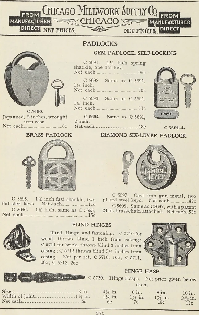 An illustration from Catalogue no. 15 from Chicago Millwork Supply Co., Chicago, U.S.A., manufacturers : doors, windows, mouldings, grilles, mantels, stairwork, etc., etc., 1906, leaf 272