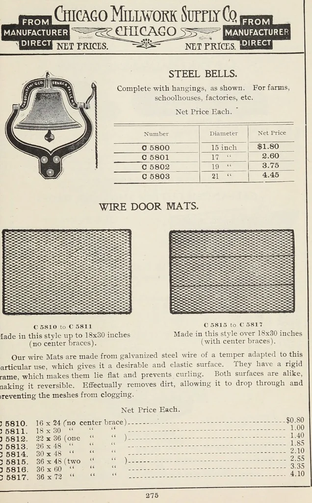 An illustration from Catalogue no. 15 from Chicago Millwork Supply Co., Chicago, U.S.A., manufacturers : doors, windows, mouldings, grilles, mantels, stairwork, etc., etc., 1906, leaf 277