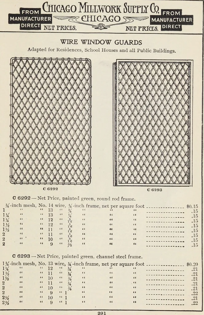 An illustration from Catalogue no. 15 from Chicago Millwork Supply Co., Chicago, U.S.A., manufacturers : doors, windows, mouldings, grilles, mantels, stairwork, etc., etc., 1906, leaf 293
