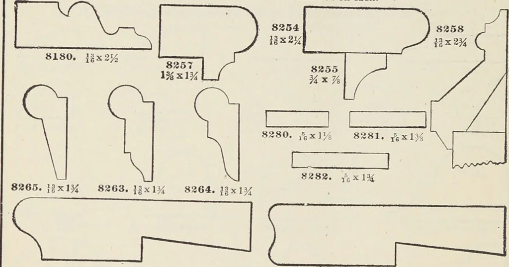 An illustration from Catalogue no. 15 from Chicago Millwork Supply Co., Chicago, U.S.A., manufacturers : doors, windows, mouldings, grilles, mantels, stairwork, etc., etc., 1906, leaf 298