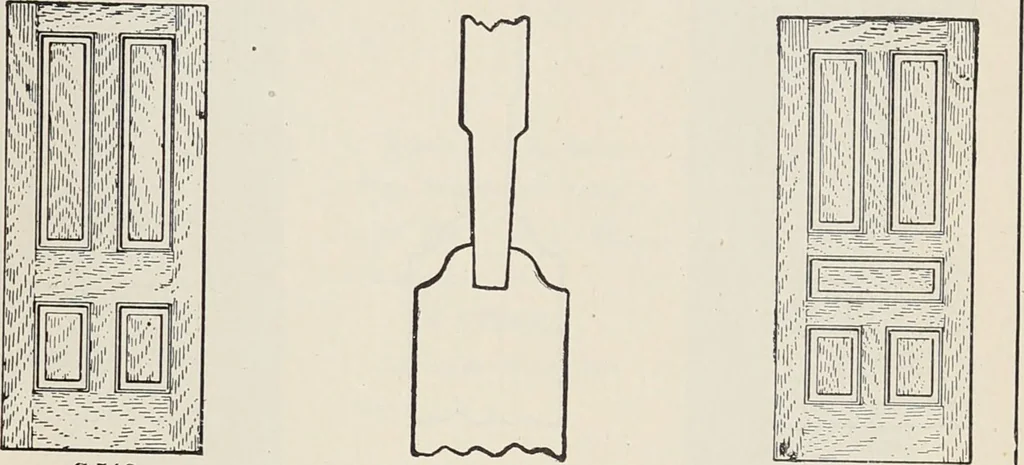 An illustration from Catalogue no. 15 from Chicago Millwork Supply Co., Chicago, U.S.A., manufacturers : doors, windows, mouldings, grilles, mantels, stairwork, etc., etc., 1906, leaf 43