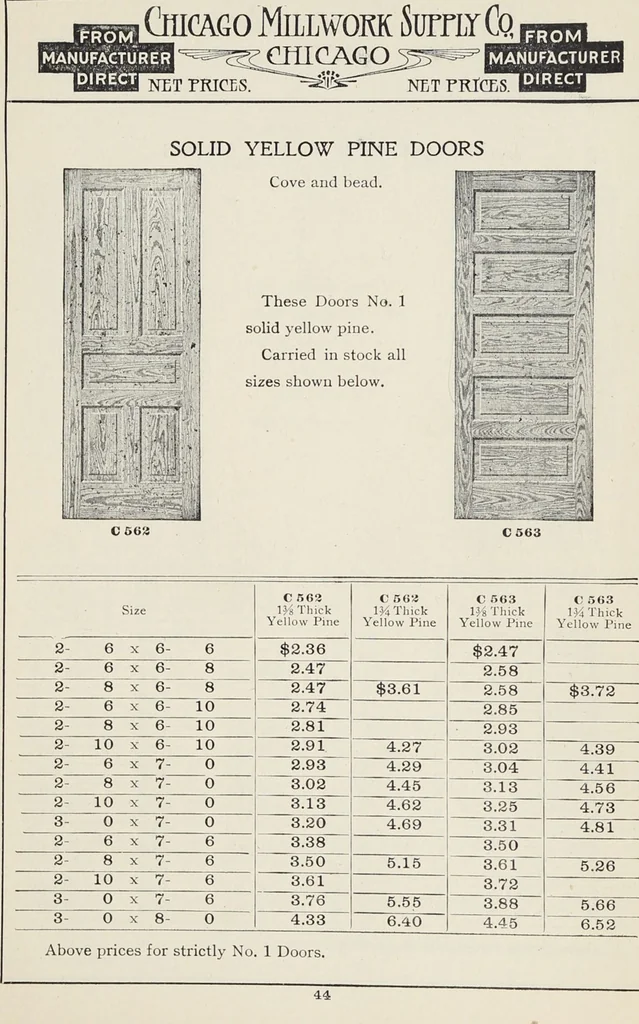 An illustration from Catalogue no. 15 from Chicago Millwork Supply Co., Chicago, U.S.A., manufacturers : doors, windows, mouldings, grilles, mantels, stairwork, etc., etc., 1906, leaf 46