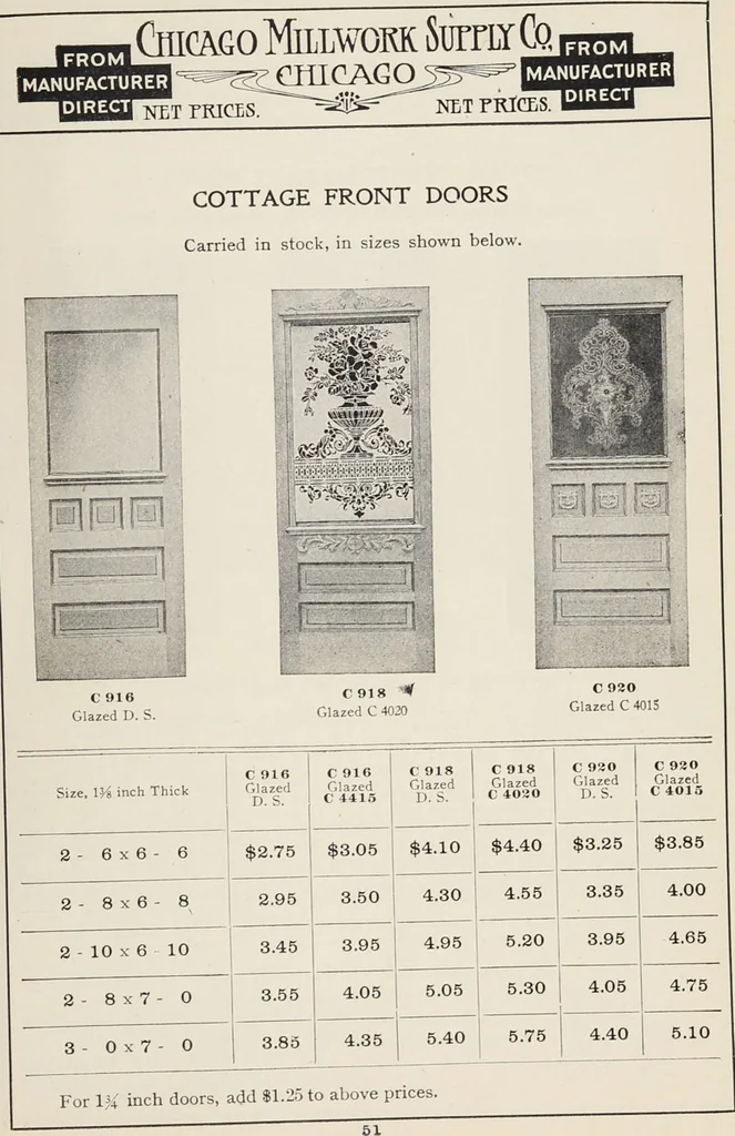 An illustration from Catalogue no. 15 from Chicago Millwork Supply Co., Chicago, U.S.A., manufacturers : doors, windows, mouldings, grilles, mantels, stairwork, etc., etc., 1906, leaf 53