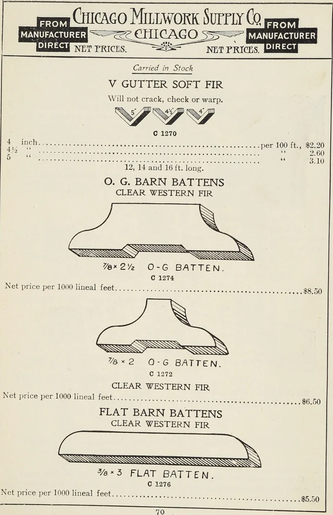 An illustration from Catalogue no. 15 from Chicago Millwork Supply Co., Chicago, U.S.A., manufacturers : doors, windows, mouldings, grilles, mantels, stairwork, etc., etc., 1906, leaf 72