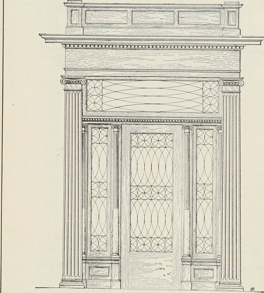 An illustration from Catalogue no. 15 from Chicago Millwork Supply Co., Chicago, U.S.A., manufacturers : doors, windows, mouldings, grilles, mantels, stairwork, etc., etc., 1906, leaf 86