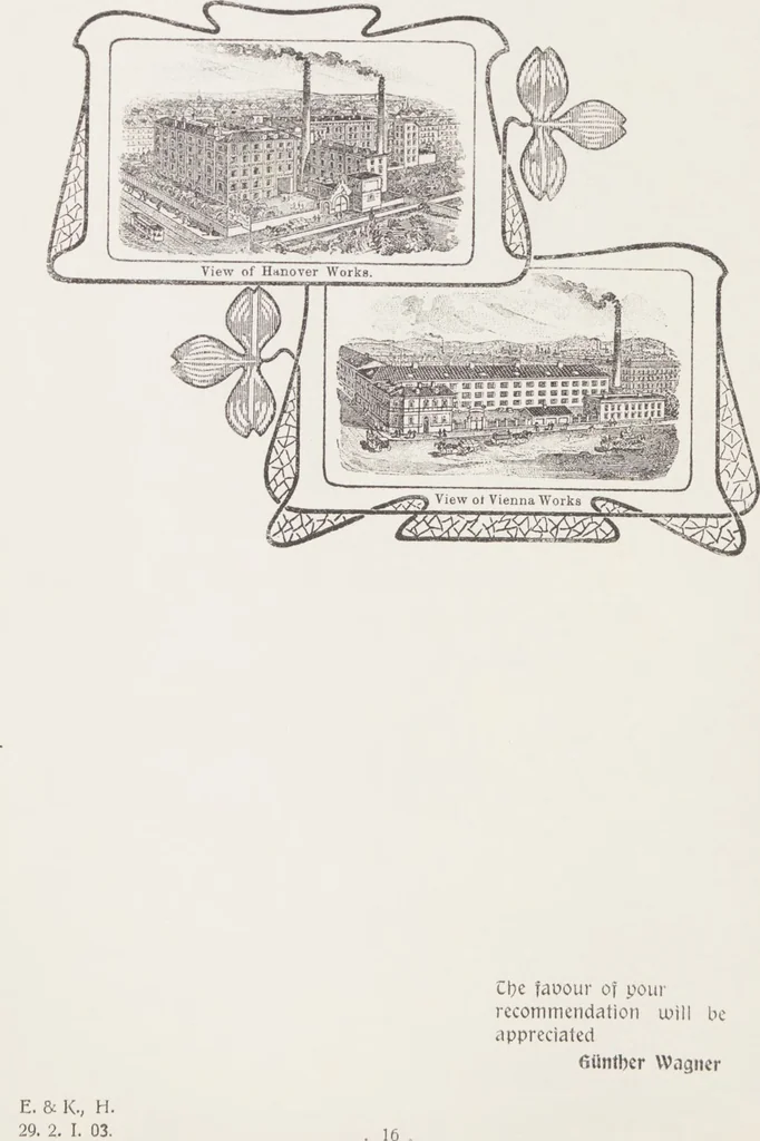 An illustration from Günther Wagners Pelikan Farben : künstlern [i.e. künstlerischen] Wasserfarben, 1900, leaf 17