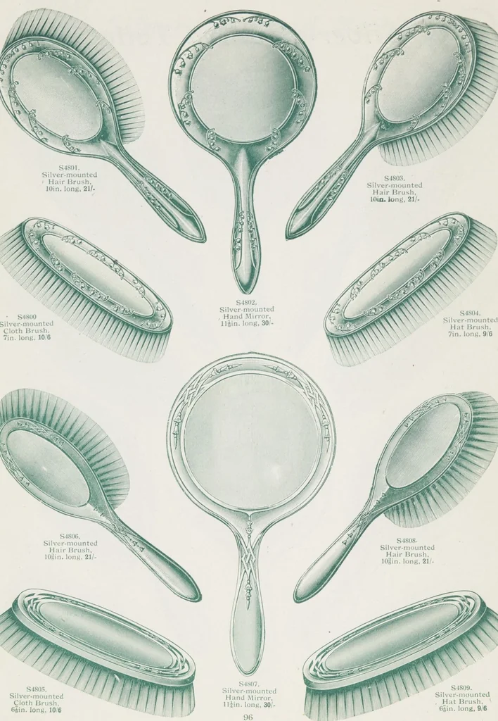 An illustration from Boots leather goods, fancy, silver, toilet, and bound book depts. Season 1910-11, 1910, leaf 100